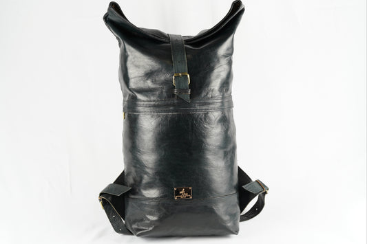 Handgefertigter Rolltop-Leder-Rucksack